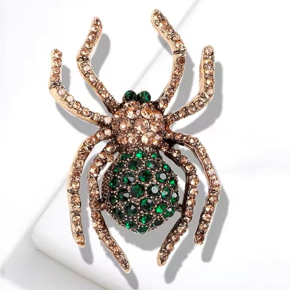 Betsey Johnson Jewelry - Betsey Johnson Spider Crystal Green Brooch